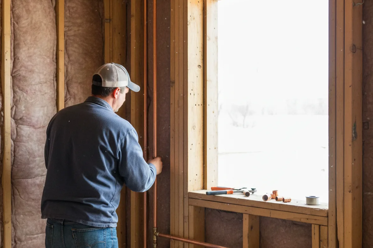 Licensed plumber running new copper supply lines in a Cantonment home