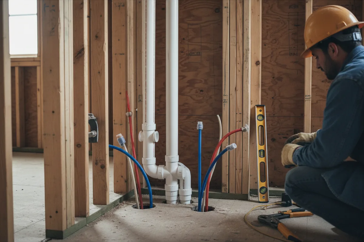 Drain and supply rough-in during Drain Cleaning in Cantonment