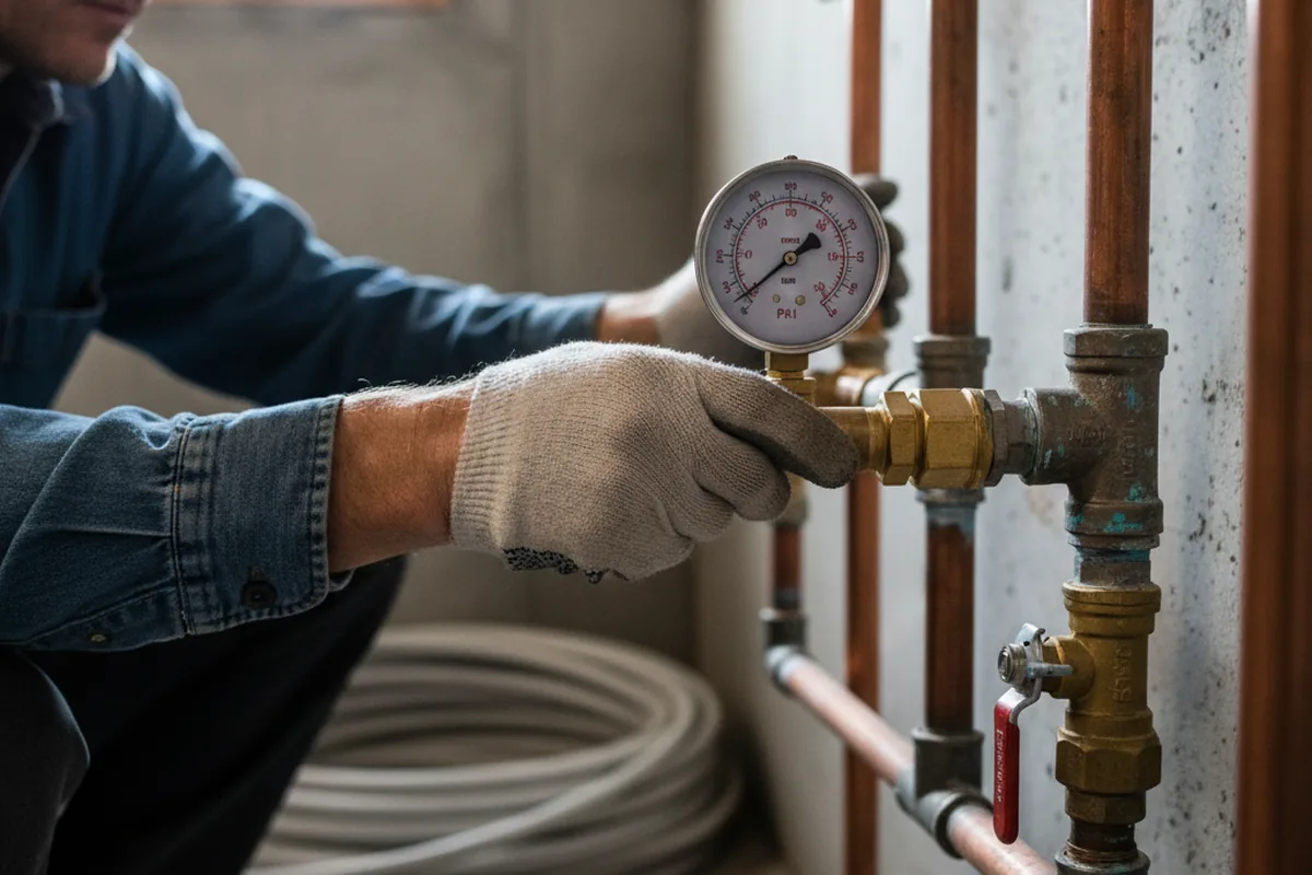 Pressure testing a repaired line during Water Line Repair in Cantonment